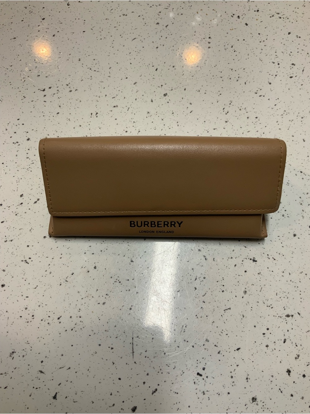 Burberry Camel Leather Fold-Over Sunglasses Case